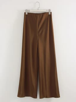Women Straight Leg Satin Pants For Summer Elastic Waist Black Silk Trousers Luxury Office Wears For Ladies Wide Leg Pants Satin