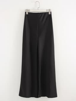 Women Straight Leg Satin Pants For Summer Elastic Waist Black Silk Trousers Luxury Office Wears For Ladies Wide Leg Pants Satin