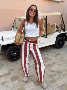 Women‘s Colorful Striped Pant New Summer Straight Multicolor Wide Leg Long Pants Casual Fashion Streetwear Female Outfit 2026