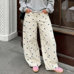 Lamuusaa y2k Women Barrel Jeans 2000s Clothes Polka Dot Print Loose Denim Pants Baggy Trousers Wide-Leg Pants Club Streetwear