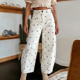 Lamuusaa y2k Women Barrel Jeans 2000s Clothes Polka Dot Print Loose Denim Pants Baggy Trousers Wide-Leg Pants Club Streetwear
