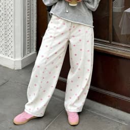 Lamuusaa y2k Women Barrel Jeans 2000s Clothes Polka Dot Print Loose Denim Pants Baggy Trousers Wide-Leg Pants Club Streetwear