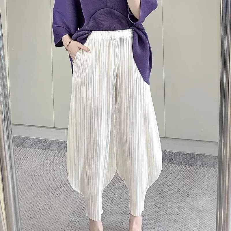 2026 Miyake Leisure Hundred Pleated Harem Pants Summer New Wide-legged Bunched Leg Pants Thin Section Sports and Leisure Women's