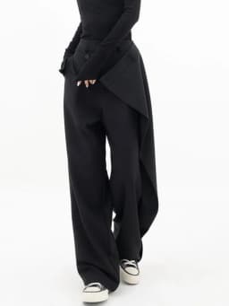HOUZHOU Women Wide Suit Pants High Waist Gothic Japanese Style Baggy Black Trousers Irregular Straight Pants Casual Streetwear