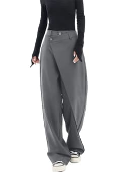 HOUZHOU Women Wide Suit Pants High Waist Gothic Japanese Style Baggy Black Trousers Irregular Straight Pants Casual Streetwear