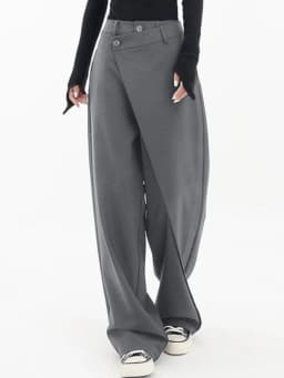 HOUZHOU Women Wide Suit Pants High Waist Gothic Japanese Style Baggy Black Trousers Irregular Straight Pants Casual Streetwear