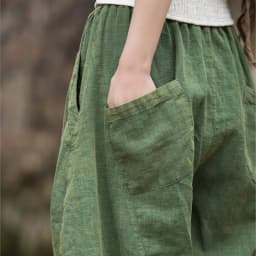 Johnature Women Vintage Ramie Wide Leg Pants Solid Color Elastic Waist Trouser 2025 New Spring Patchwork Loose Women Pants
