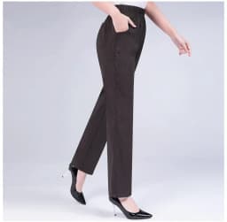 5XL New Long Pants Women High Waist Stretch Cotton Straight Trousers Women Loose Solid Work Office Ladies Pants