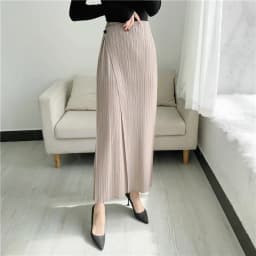 LANMREM Summer New Pleated Straight Skirt Pants Asymmetric Loose Elastic Slimming Casual Patchwork Design Trousers Chic 2DB3899