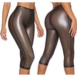 Women Fashion Translucent Shiny Shorts Capri Pants Summer Trend Elastic Waist Tights Streetwear Nightclub Rave Party Clubwear