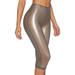Women Fashion Translucent Shiny Shorts Capri Pants Summer Trend Elastic Waist Tights Streetwear Nightclub Rave Party Clubwear