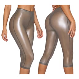 Women Fashion Translucent Shiny Shorts Capri Pants Summer Trend Elastic Waist Tights Streetwear Nightclub Rave Party Clubwear