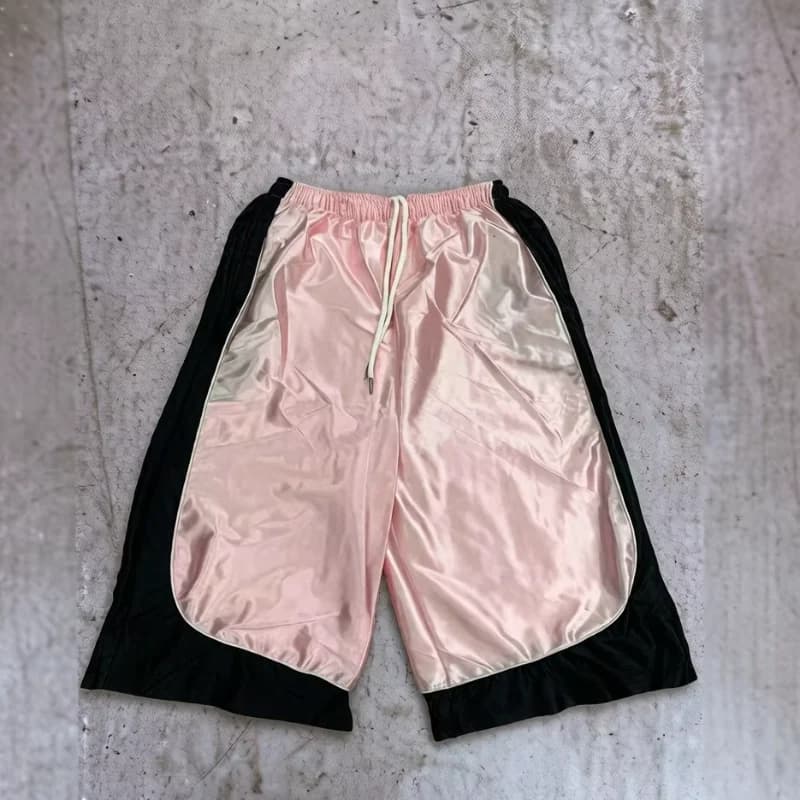 Y2K American Retro Shorts Men Women Color Matching Sports New Cropped Pants Shorts Casual Basketball Shorts Unisex Street Wear