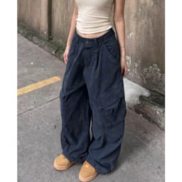 American Style Pure Cotton Work Pants Women's Spring Autumn Loose Straight Jazz Dance Wide Leg Floor-Length Pants