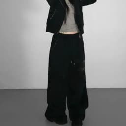 MEXZT Y2K Rivet Sweatpants Women Streetwear Fleece Black Baggy Joggers Harajuku Hip Hop Wide Leg Pants Fashion Casual Trousers