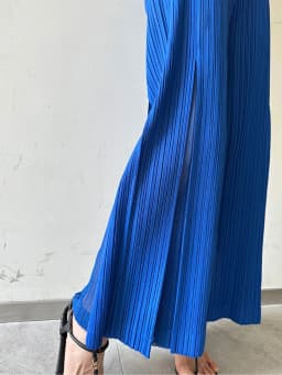 Miyake Pleated Mesh Spliced Casual Pants Women Korean Fashion Designer Elastic Waist Cropped Straight Wide Leg Pants