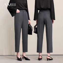 Amii Women Pants 2026 Autumn New Commuter Basic Style Tapered Pants Casual Women's Solid Versatile Ankle-Length Pants 12641091