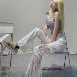 High Waist Flare Pants Women Fairycore Lace Sexy Cut Out Graphic Sense Spliced Pocket Lacework Elastic Waists Wide Leg Pant
