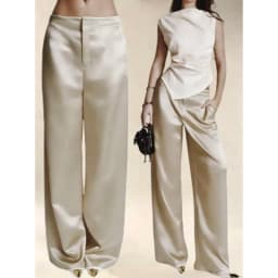2026 Summer New Women Satin Wide Leg Pants Europe America Fashion High Waist Elegant Office Casual Trousers Y2k Streetwear Women