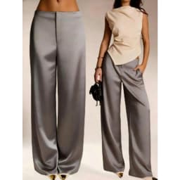 2026 Summer New Women Satin Wide Leg Pants Europe America Fashion High Waist Elegant Office Casual Trousers Y2k Streetwear Women