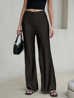 New In 2026 Women's Spring Summer Satin Pants Fashion Elegant High Waist Casual Straight Trousers
