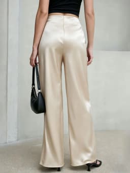 New In 2026 Women's Spring Summer Satin Pants Fashion Elegant High Waist Casual Straight Trousers