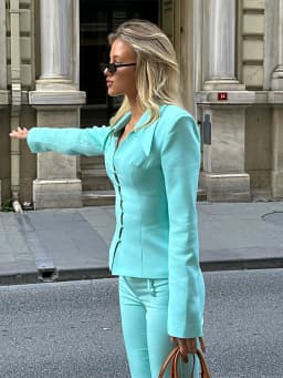 Women Pant Skirt Set Pointed Collar Long Sleeve Cinched Waist Top Mini Solid Skirt Straight Pant Slimming Y2K Suits For Ladies