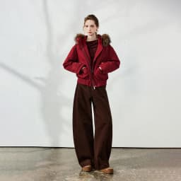 TOYOUTH Women's Casual Pants 2026 Autumn New Urban Nomad Style High Waist Maillard Color Block Curved Leg Trousers
