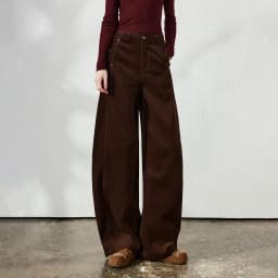TOYOUTH Women's Casual Pants 2026 Autumn New Urban Nomad Style High Waist Maillard Color Block Curved Leg Trousers