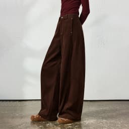 TOYOUTH Women's Casual Pants 2026 Autumn New Urban Nomad Style High Waist Maillard Color Block Curved Leg Trousers