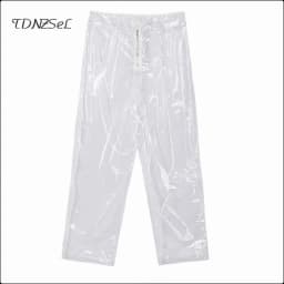 Sexy Loose PVC Transparent Pants Women Fashion See Through Trousers Autumn Winter Straight Ankle-length Capris Pants New Custom