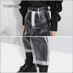Sexy Loose PVC Transparent Pants Women Fashion See Through Trousers Autumn Winter Straight Ankle-length Capris Pants New Custom
