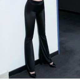 Glossy Satin Flare Pants Women High Waist Smooth Sexy Black Trousers Female Slim Fit Casual Streetwear Long Pants Woman Clothing