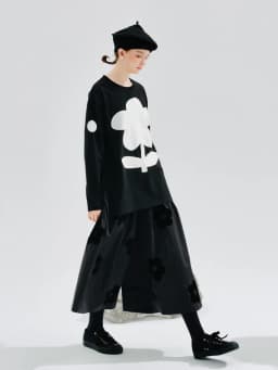 imakokoni 2025 autumn new original design pure cotton flowers black thigh pants culottes women 234234