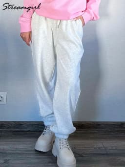 Thick Warm Fleece Sweatpants Women Winter Straight Leg Pants Gray Velvet Trousers Pants Jogger For Women Sweatpants Outfits