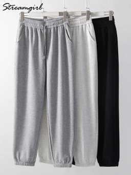 Thick Warm Fleece Sweatpants Women Winter Straight Leg Pants Gray Velvet Trousers Pants Jogger For Women Sweatpants Outfits