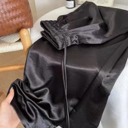Satin Wide Leg Pants for Women Summer High Waist Drawstring Loose Casual Pants Fashion Simple All-match Straight Long Trousers