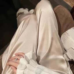 Satin Wide Leg Pants for Women Summer High Waist Drawstring Loose Casual Pants Fashion Simple All-match Straight Long Trousers