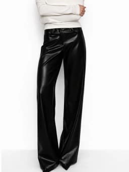 Red Leather Casual Trousers Women's Wide Leg Pants Pockets Trouser Summer Street Wear Browm Black Burgundy Autumn Fall 2026 New
