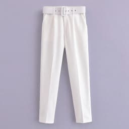New In Women's Buttons 2026 Spring Autumn High Waist Casual Yellow Pants With Belt