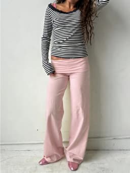 Womens Y2k Wide Leg Sweatpants for Women Fold Over Low Rise Flare Yoga Lounge Pants Back to School Clothes for Teen Girls ﻿