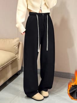 Thick Fleece Sweatpants Women Winter Warm Long Wide Leg Trousers High Waist Loose Gray Sweatpants Women Warm Pants For Winter