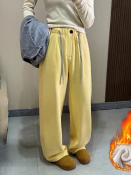 Thick Fleece Sweatpants Women Winter Warm Long Wide Leg Trousers High Waist Loose Gray Sweatpants Women Warm Pants For Winter