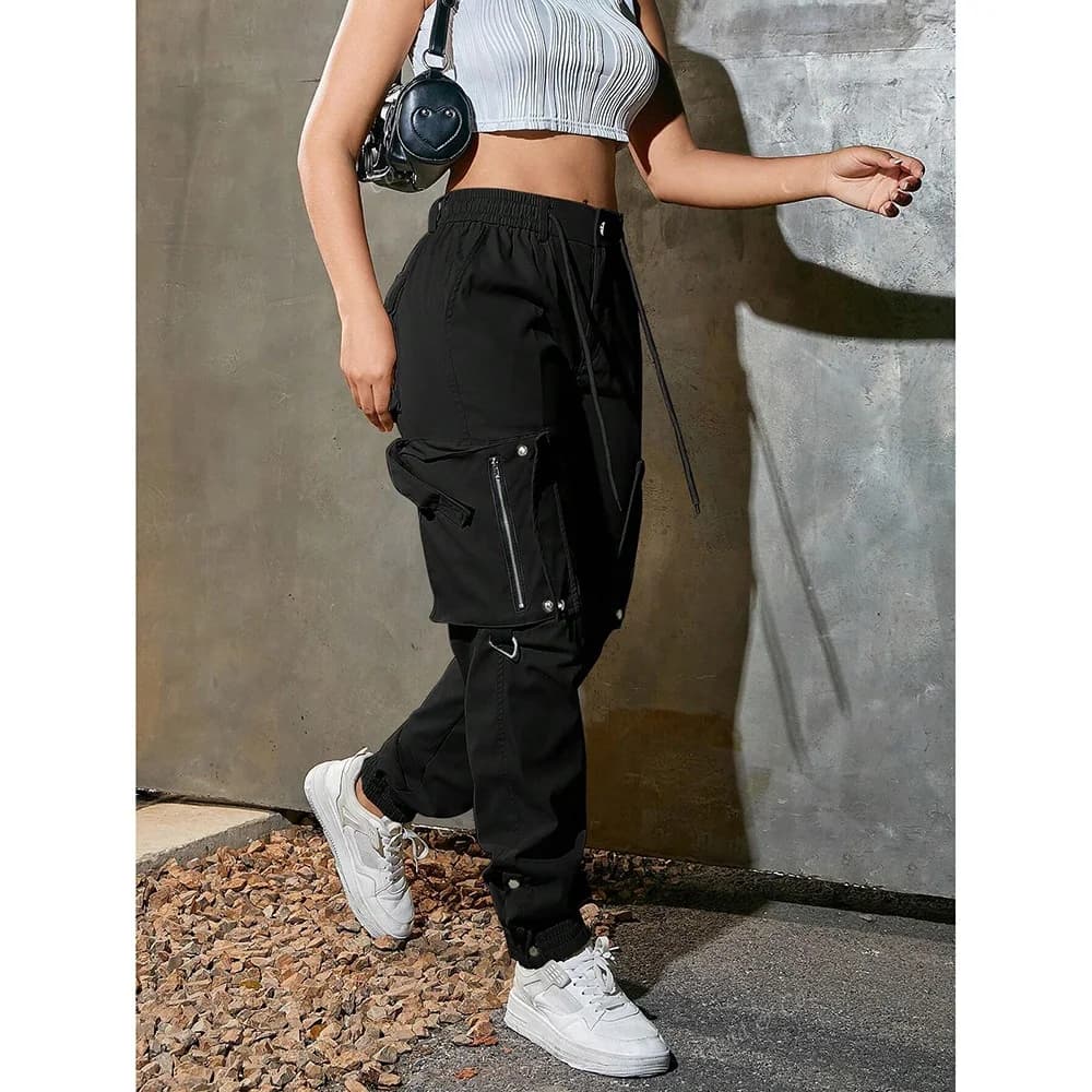 Loose Women's Casual Pants Multi-Pocket Motorcycle Workwear Outdoor Spring Autumn New Style Trousers for Ladies