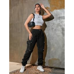 Loose Women's Casual Pants Multi-Pocket Motorcycle Workwear Outdoor Spring Autumn New Style Trousers for Ladies