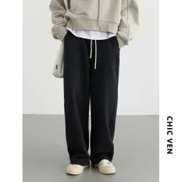 CHIC VEN Women Casual Pants Loose Casual New High Waist Wide Leg Woman Trousers Sports Streetwear Autumn Winter 2023