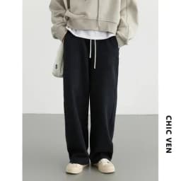 CHIC VEN Women Casual Pants Loose Casual New High Waist Wide Leg Woman Trousers Sports Streetwear Autumn Winter 2023