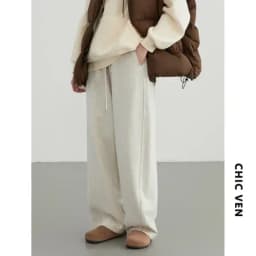 CHIC VEN Women Casual Pants Loose Casual New High Waist Wide Leg Woman Trousers Sports Streetwear Autumn Winter 2023