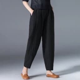 Cotton Linen Harem Pants Women Summer Nine Points Loose Thin Elastic Waist Wide Leg Pants Artistic Versatile Casual Pants