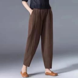 Cotton Linen Harem Pants Women Summer Nine Points Loose Thin Elastic Waist Wide Leg Pants Artistic Versatile Casual Pants